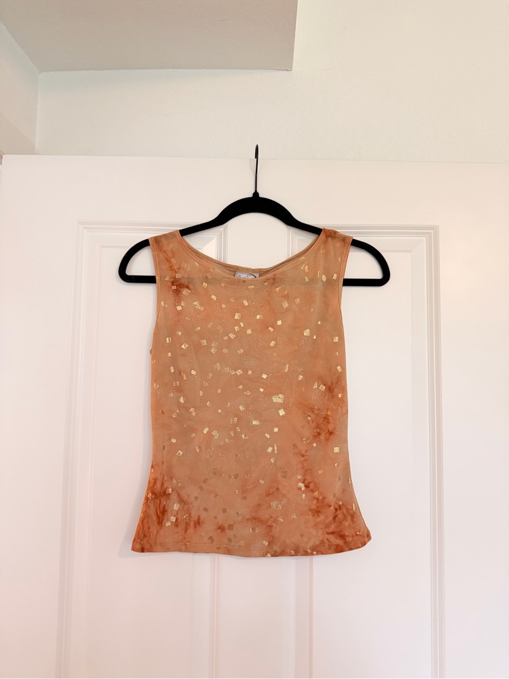 rave Peach Tank Top with Gold Foil Accents